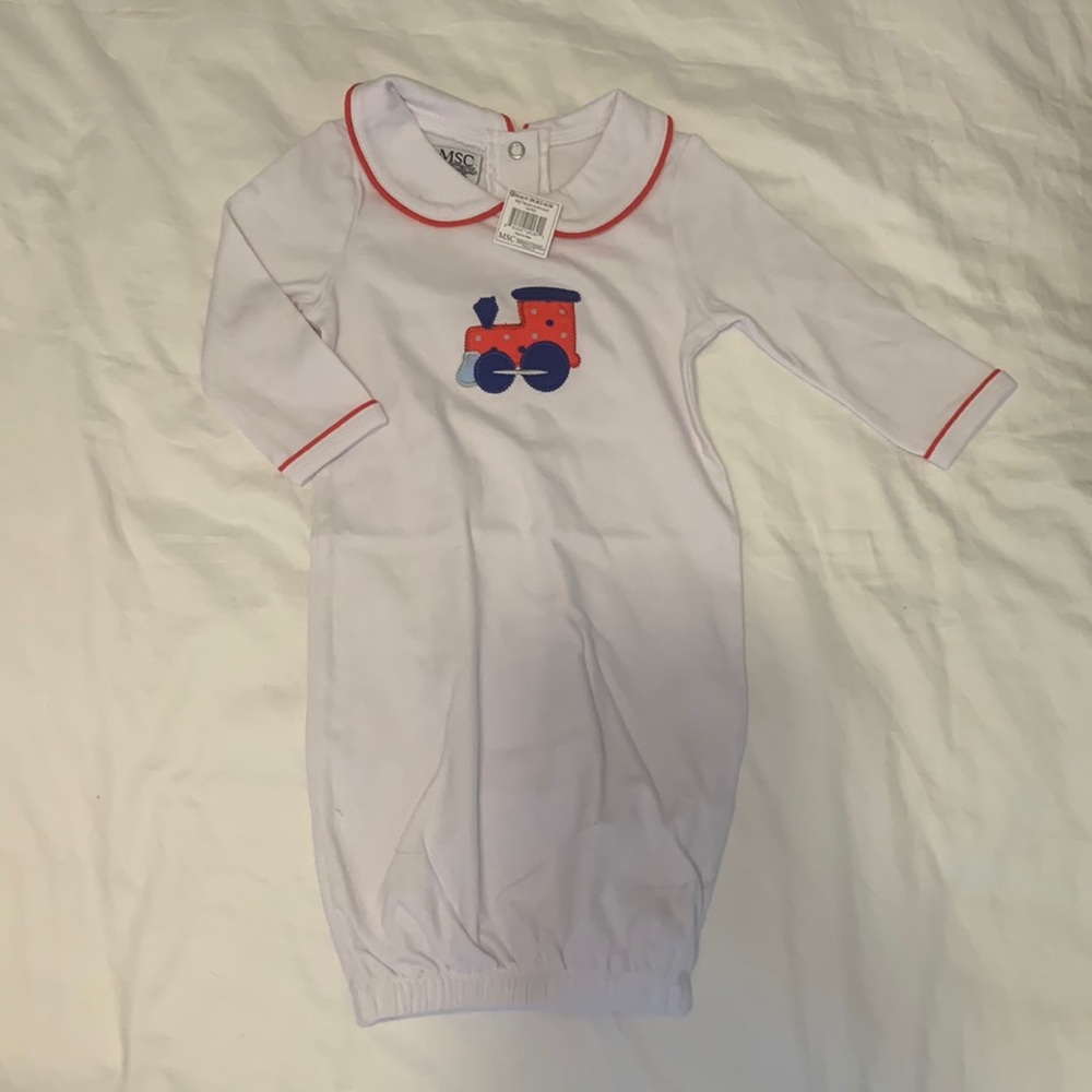 MSC baby gown with train decal